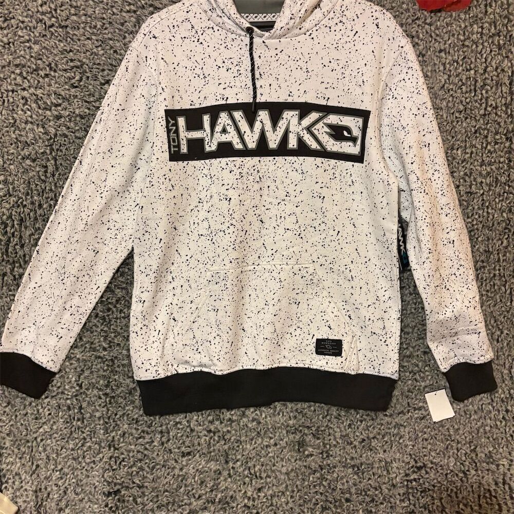 Tony Hawk Men's White Graphic Print Pullover Hoodie Size M